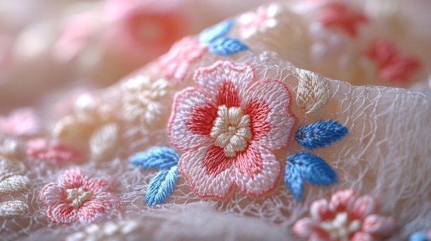 haft ręczny na tkaninie